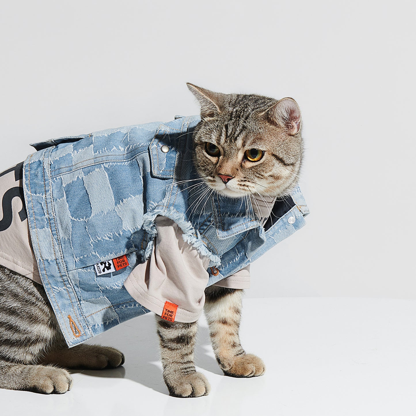 R³ Distressed Patchwork Denim Jacket