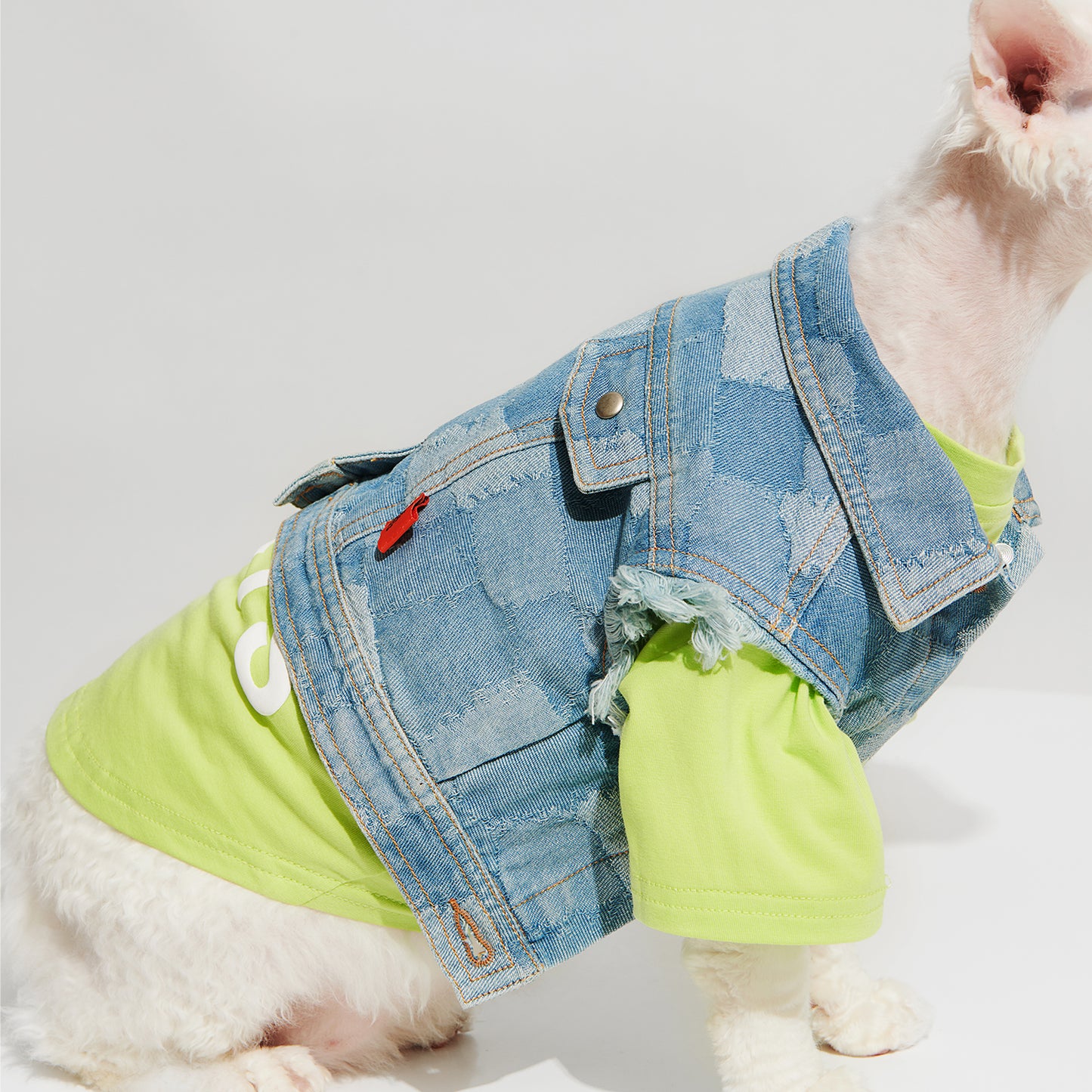 R³ Distressed Patchwork Denim Jacket